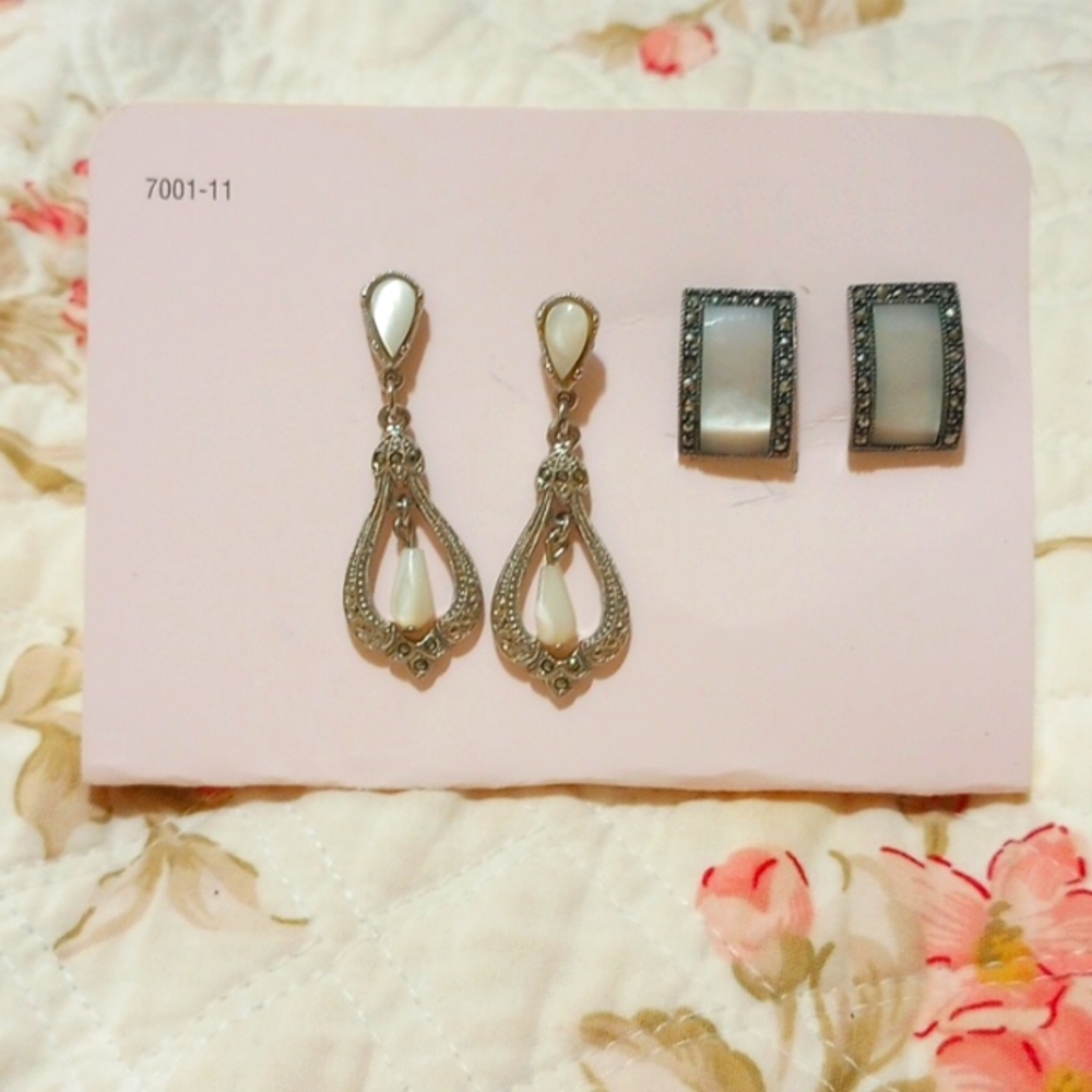 2 pair Vintage mother of pearl earrings